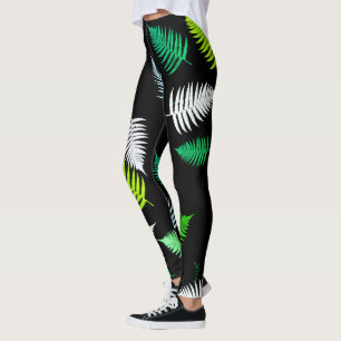 Pastel Colors Happy Green Fern Blätter Leggings