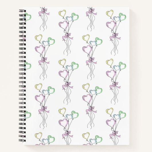 Pastel Colors Heart Balloons Notebook Notizblock (Vorderseite)