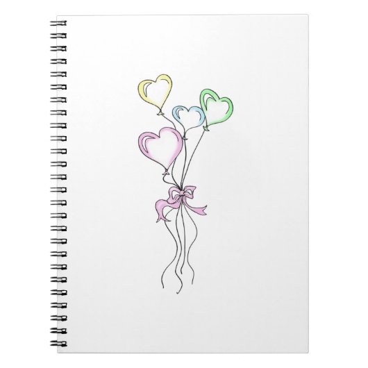 Pastel Colors Heart Balloons Notizblock (Vorderseite)