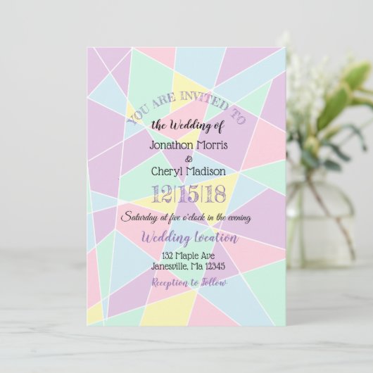 Pastel Colors Hochzeitseinladungen Einladung (Stehend Vorderseite)
