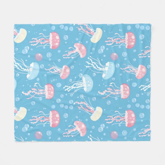 Pastel colors jellyfish pattern fleecedecke (Vorderseite (Horizontal))