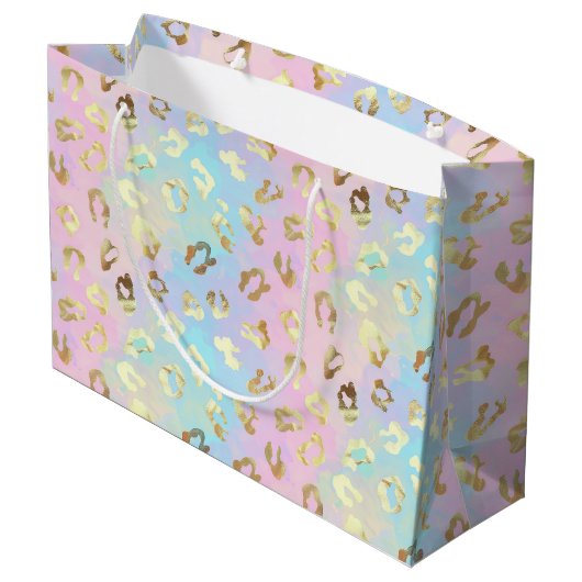 Pastel Colors Leopard Skin Bandana Große Geschenktüte (Rückseite Schrägansicht)