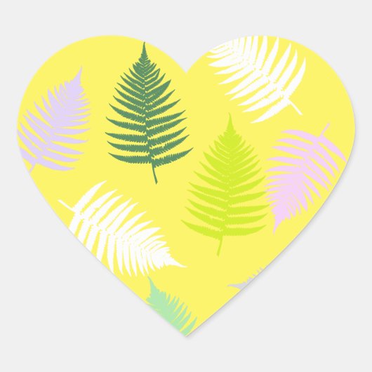 Pastel Colors Lucky Fern Herz-Aufkleber (Vorderseite)