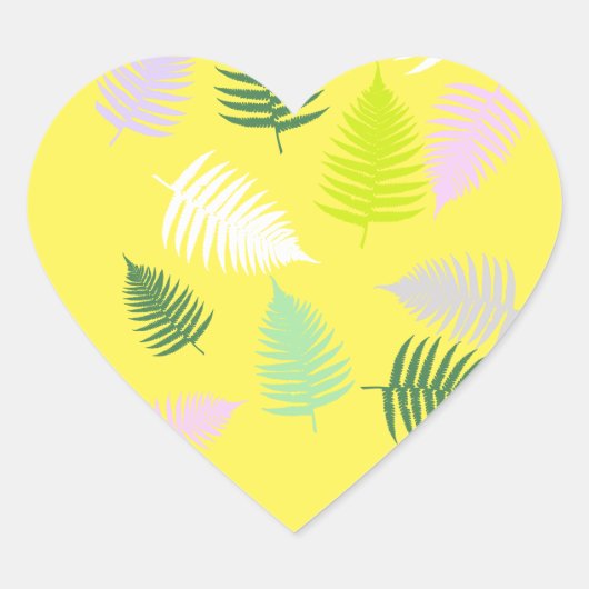 Pastel Colors Lucky Fern Herz-Aufkleber (Vorderseite)