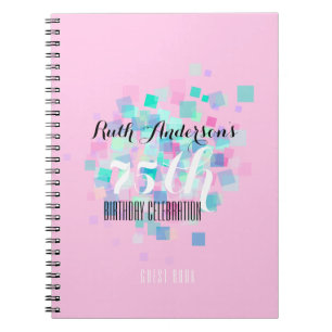 Pastel Colors Pink 75. Geburtstagsparty Gästebuch Notizblock