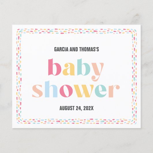 Pastel Colors Rainbow Baby Dusche Kinderbetreuung (Rückseite)