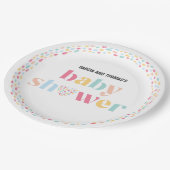 Pastel Colors Rainbow Baby Dusche Personalisiert Pappteller (Schrägansicht)