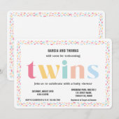 Pastel Colors Rainbow Baby Showroom Twins Sprinkle Einladung (Vorne/Hinten)