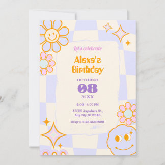 Pastel Colors Retro Groovy Geburtstag Einladung