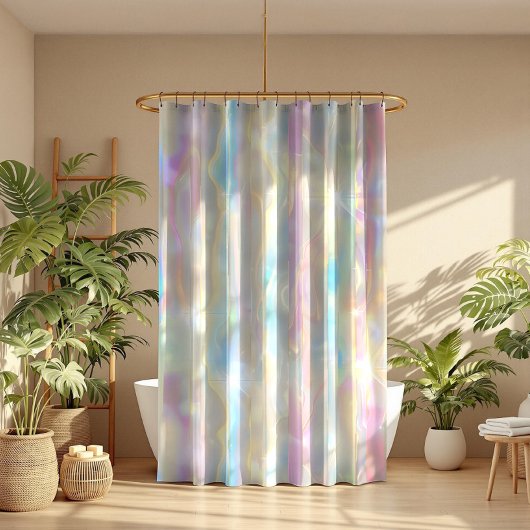 Pastel Colors Shimmering Iridescent Stripes Patter Duschvorhang