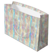 Pastel Colors Shimmering Iridescent Stripes Patter Große Geschenktüte (Rückseite Schrägansicht)