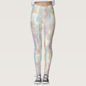 Pastel Colors Shimmering Iridescent Stripes Patter Leggings (Vorderseite)