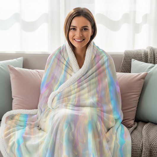 Pastel Colors Shimmering Iridescent Stripes Patter Sherpadecke