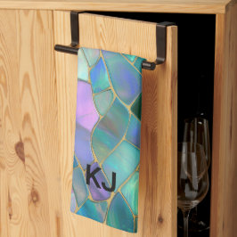 Pastel colors stained glass mosaic pattern geschirrtuch