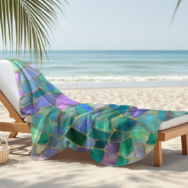 Pastel colors stained glass mosaic pattern strandtuch