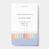 Pastel Colors Teacher School Staff Id Abzeichen Ausweis (Rückseite)