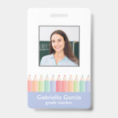 Pastel Colors Teacher School Staff Id Abzeichen Ausweis (Vorderseite)