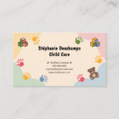 Pastel Colors & Teddy Bear - Child Care Visitenkarte (Vorderseite)