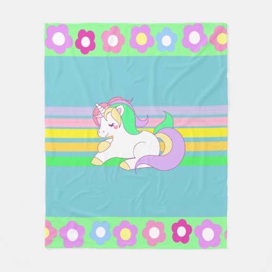 Pastel Colors Unicorn und Rainbow Fleece Blanket (Vorderseite)