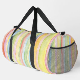 Pastel Colourful Watercolour Stripes Duffle Bag