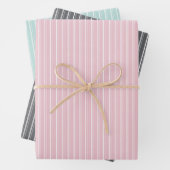 Pastel combination of Gray, Pink, Mint Stripes Geschenkpapier Set (Beispiel)