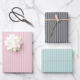 Pastel combination of Gray, Pink, Mint Stripes Geschenkpapier Set