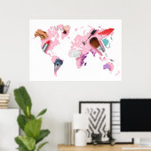 Pastel Comestics Weltkarte Poster (Heimbüro)