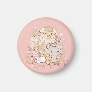 Pastel Companions in Bloom Magnet