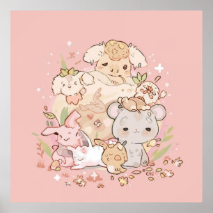 Pastel Companions in Bloom Poster