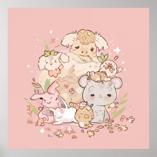 Pastel Companions in Bloom Poster (Vorne)