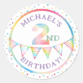 Pastel Confetti 2. Geburtstag Gunst Sticker