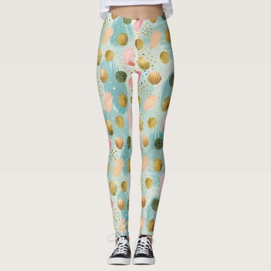 Pastel Confetti Glitzer Abstraktes Muster (2) Leggings (Vorderseite)