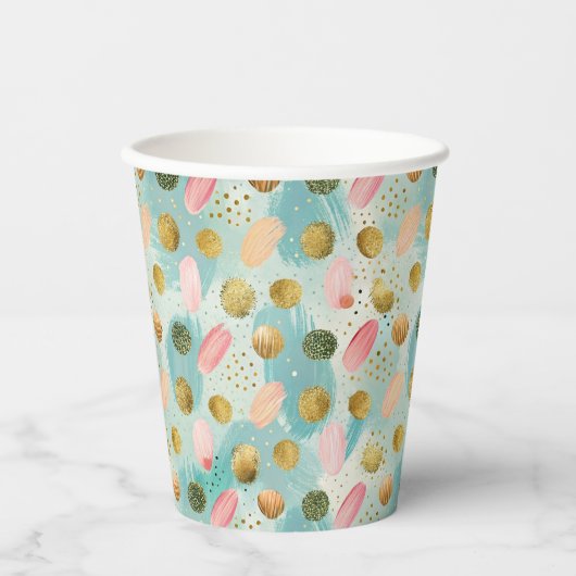 Pastel Confetti Glitzer Abstraktes Muster (2) Pappbecher (Vorderseite)
