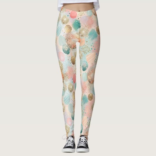 Pastel Confetti Glitzer Abstraktes Muster Leggings (Vorderseite)