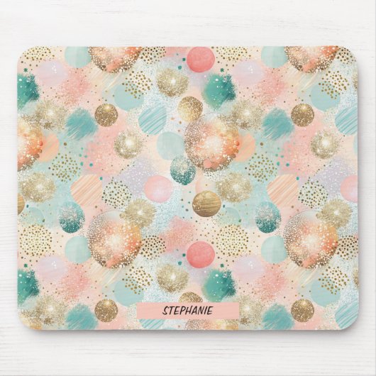 Pastel Confetti Glitzer Abstraktes Muster Mousepad (Vorne)