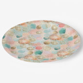 Pastel Confetti Glitzer Abstraktes Muster Pappteller (Schrägansicht)