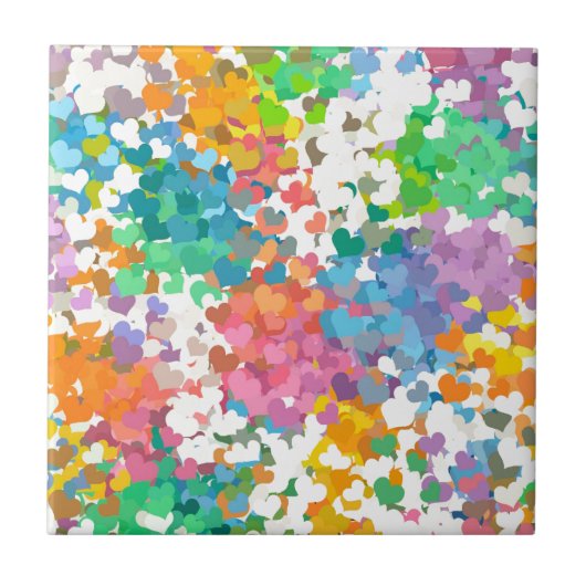 Pastel Confetti Hearts Fliese (Vorderseite)