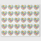 Pastel Confetti Hearts Geschenkpapier (Flach)