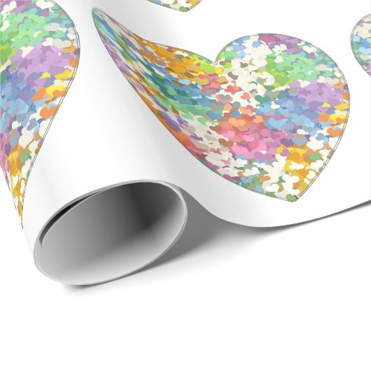 Pastel Confetti Hearts Geschenkpapier (Rolleneckpunkt)