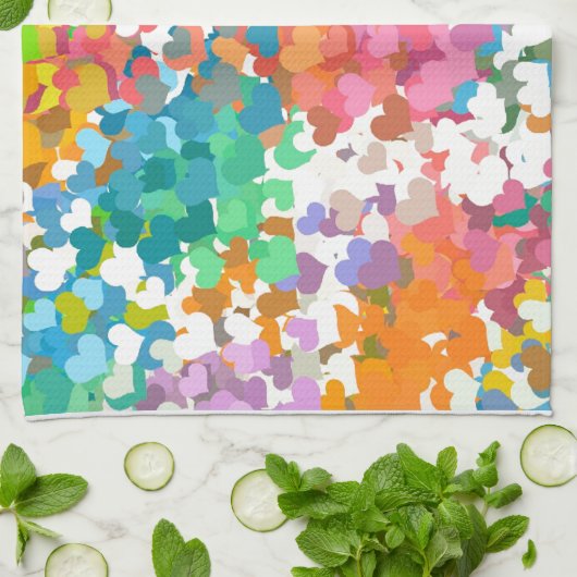 Pastel Confetti Hearts Geschirrtuch (Gefaltet)