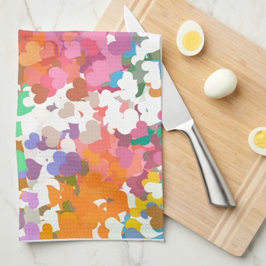 Pastel Confetti Hearts Geschirrtuch (Viertel Falte)