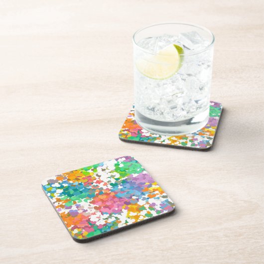 Pastel Confetti Hearts Getränkeuntersetzer (Rechte Seite)