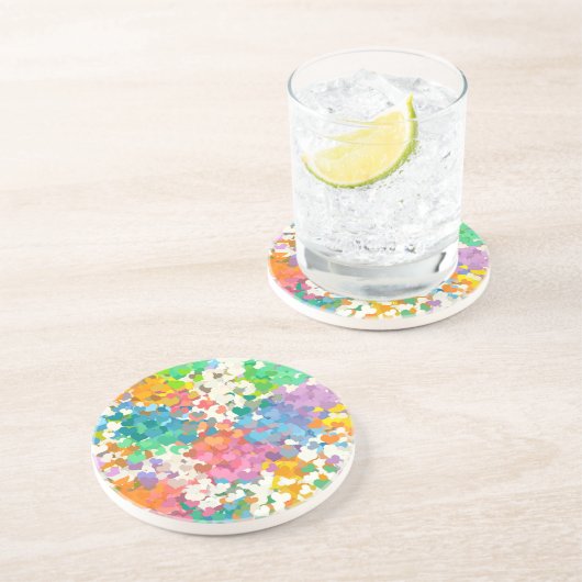 Pastel Confetti Hearts Getränkeuntersetzer (Seite)