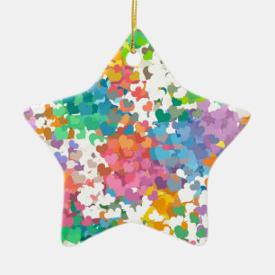 Pastel Confetti Hearts Keramikornament
