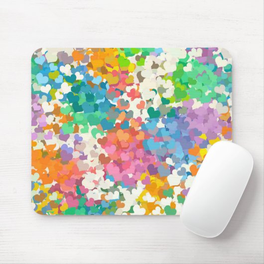 Pastel Confetti Hearts Mousepad (Mit Mouse)