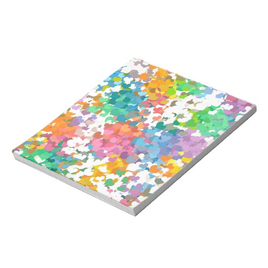 Pastel Confetti Hearts Notizblock (Rotiert)