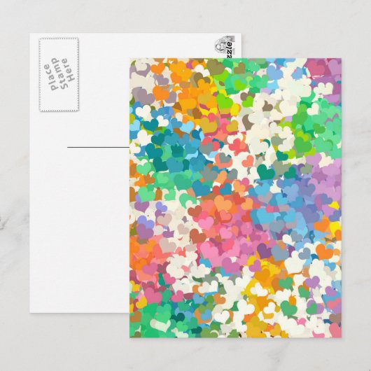 Pastel Confetti Hearts Postkarte (Vorne/Hinten)
