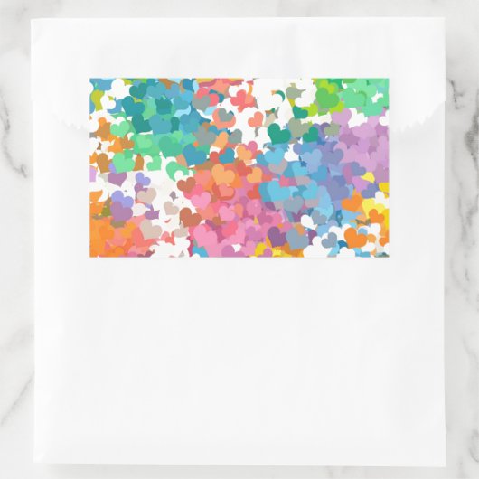 Pastel Confetti Hearts Rechteckiger Aufkleber (Tasche)