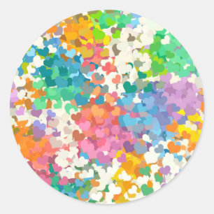 Pastel Confetti Hearts Runder Aufkleber
