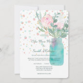 Pastel Confetti Mason Jar Blume Wedding Einladung (Vorderseite)